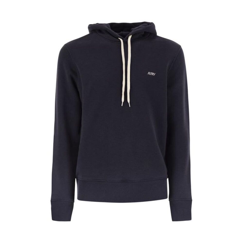AUTRY Men's Cotton Hoodie with Logo Men BLUE Sweaters & Cardigans